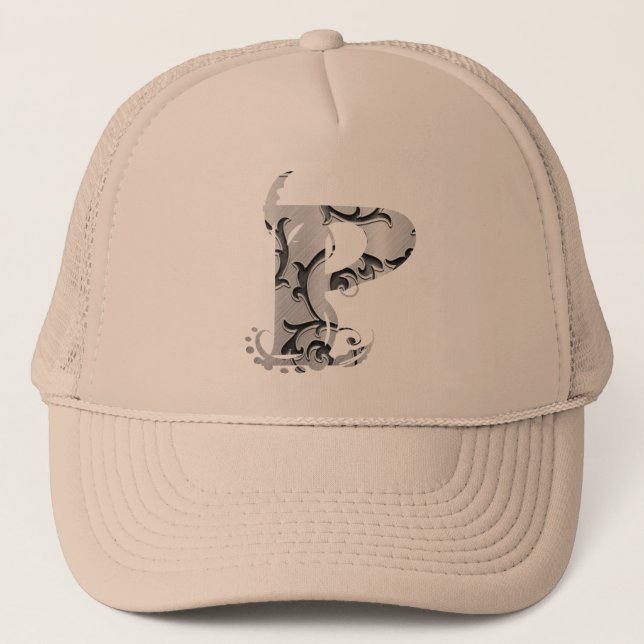 Vintage Buchstaben P - Hut Truckerkappe (Vorderseite)