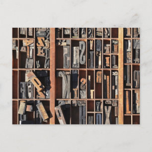 Vintage Buchstabenblöcke Postkarte