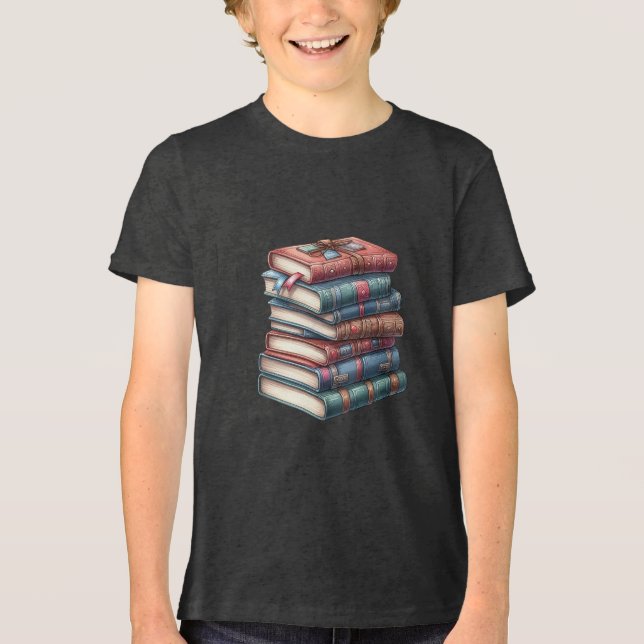 Vintage Buchstapel zum Shirt-Design Tri-Blend Shirt (Vorderseite)