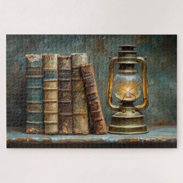 Vintage Buchstapelmalerei Antike Bibliothekswand (Horizontal)