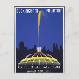 Vintage Buckingham Fountain Chicago Postkarte