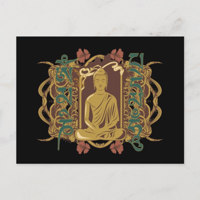 Vintage Buddha-Beschwörungsformel Postkarte (Vorderseite)