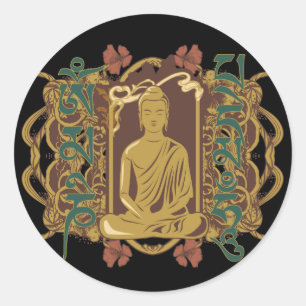 Vintage Buddha-Beschwörungsformel Runder Aufkleber