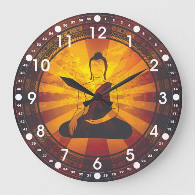 Vintage Buddha Große Wanduhr (Vorderseite)