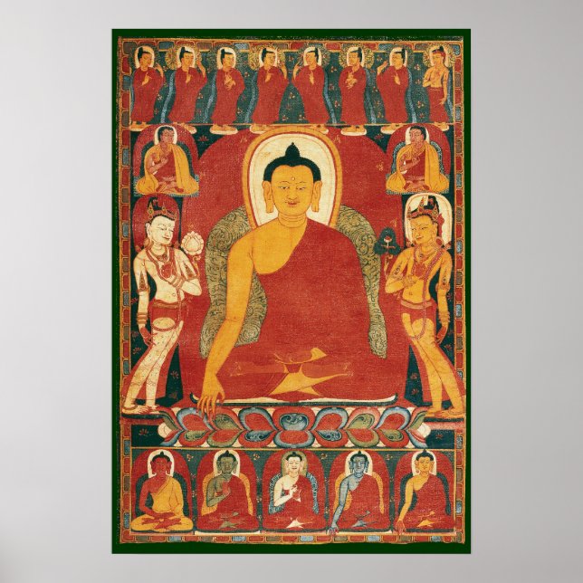 Vintage Buddha-Malerei Poster (Vorne)