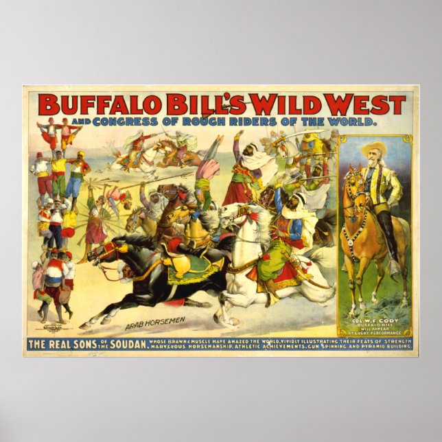 VINTAGE Buffalo Bill POSTER (repro) (Devant)