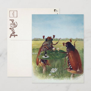 Vintage-Bug-Weinparty-Postkarte Postkarte