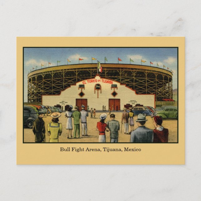 Vintage Bull-Kampfarena Tijuana Mexiko Postkarte (Vorderseite)