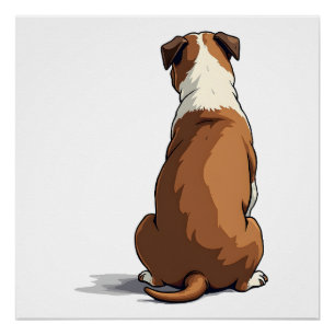 Vintage-Bulldog-Rückansicht-Illustration Hunde-Lie Poster