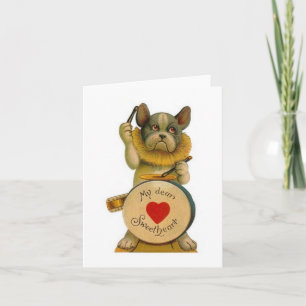 Vintage Bulldog Valentine's Day Card Karte