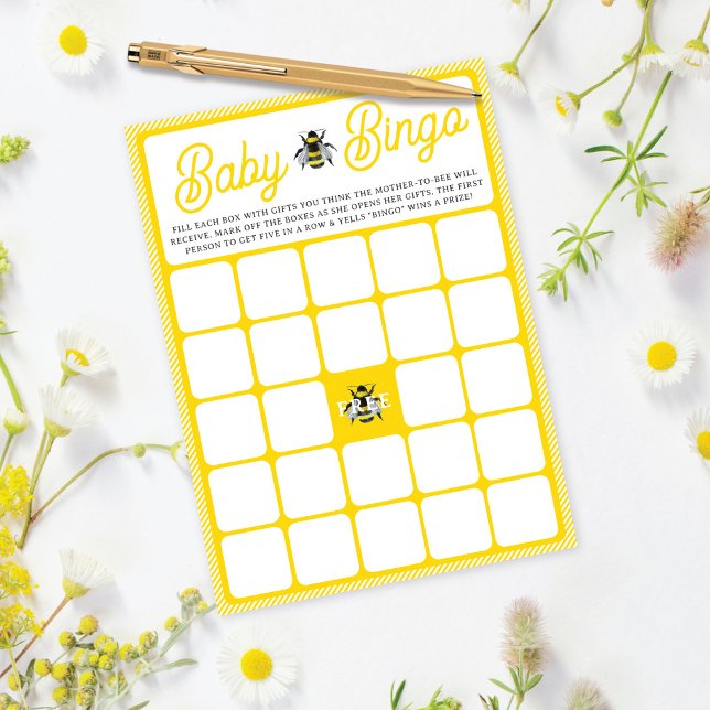 Vintage Bumblebee Baby BINGO Babyduschkarte Einladung (Von Creator hochgeladen)