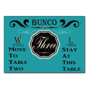 Vintage Bunco-Tischkarte - #3 Tischnummer
