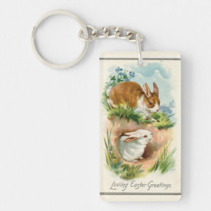 Vintage Bunnies lieben Ostern Schlüsselanhänger