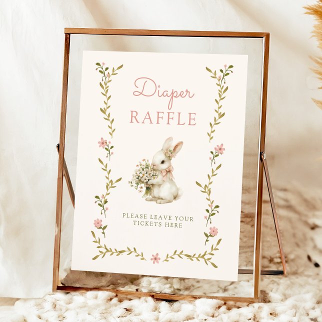 Vintage Bunny Baby Shower Diaper Raffle Sign Poster (Von Creator hochgeladen)