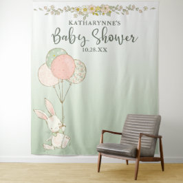 Vintage Bunny Balloons Blumendusche Hintergrund Wandteppich