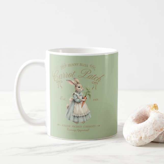 Vintage Bunny Carrot Patch  Kaffeetasse (Mit Donut)