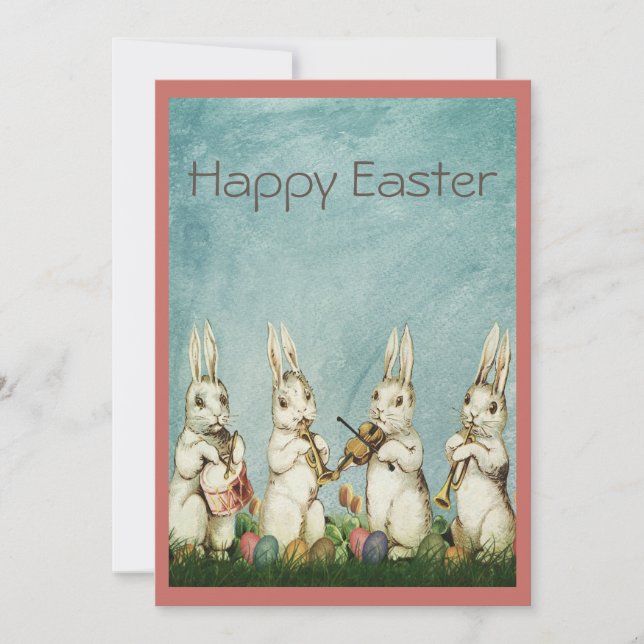 Vintage Bunny Ostermusikkapelle Feiertagskarte (Vorderseite)