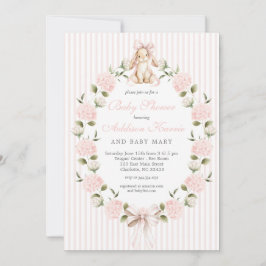 Vintage Bunny Pink Bow Floral Girl Baby Shower  Einladung
