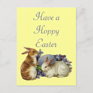 Vintage Bunny Rabbits Feiertagspostkarte
