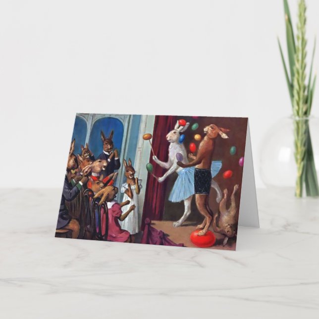 Vintage Bunny Show Carte Pâques (Devant)