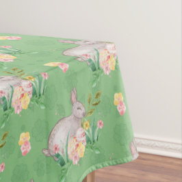 Vintage Bunny Spring Blumen Pastellgrün Ostern Tischdecke