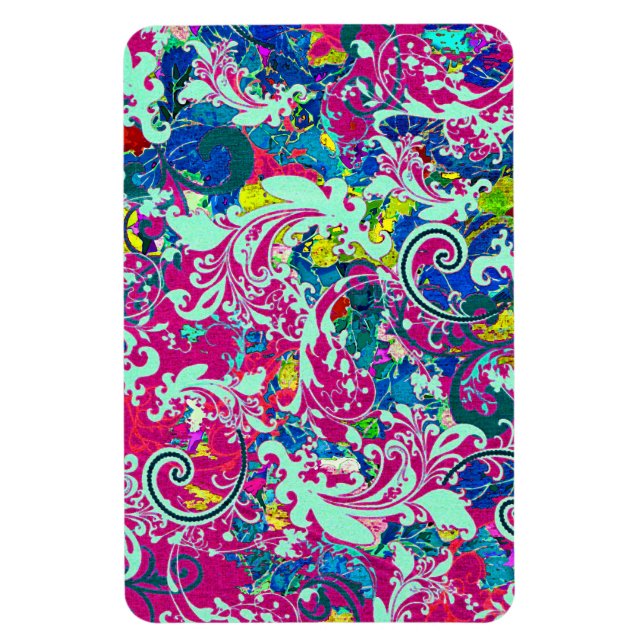 Vintage bunte abstrakte Blüte Magnet (Vertikal)