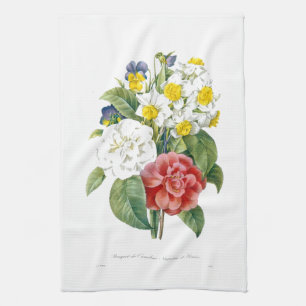 Vintage bunte botanische Blume von Redoute. Handtuch
