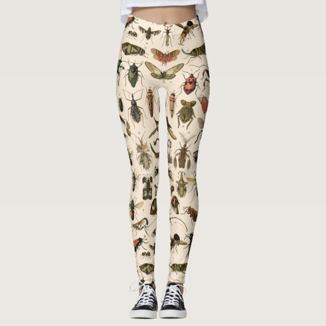 Vintage bunte Insekten-Entomologie-Taxonomie Leggings (Vorderseite)