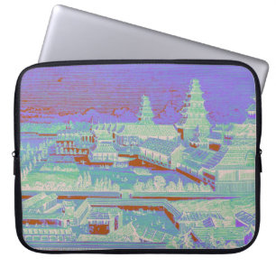 Vintage bunte Spaß Edo-Schloss-Tokyos Japan 1800s Laptopschutzhülle
