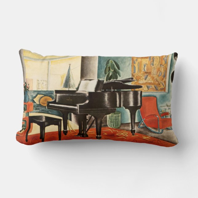 Vintage bunte Steinway Lendenkissen (Vorderseite)