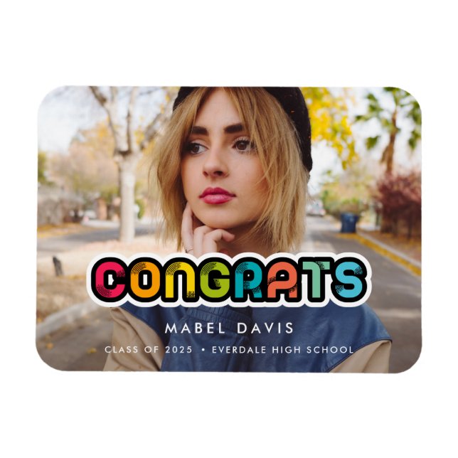 Vintage bunte Typografie Foto Abschluss Magnet (Horizontal)