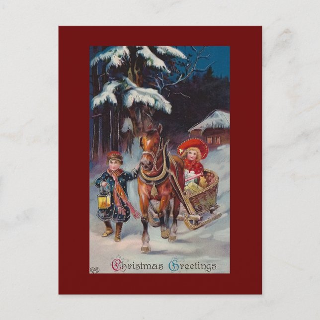 Vintage bunte Weihnachtspostkarten Feiertagspostkarte (Vorderseite)