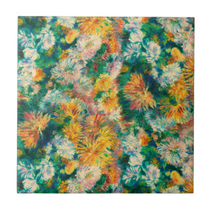 Vintage Bunter Chrysanthemen Garten Fliese