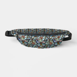 vintage Buntglas blaue Schmetterlingskunst Bauchtasche
