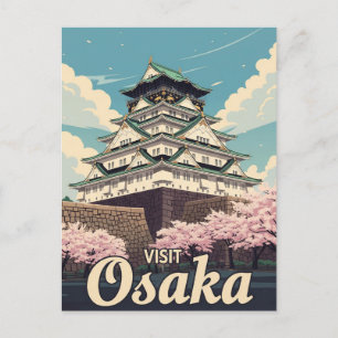 Vintage Burg Osaka Postkarte