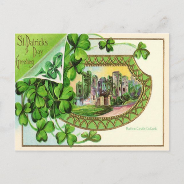 Vintage Burg St Patrick's Day Card Postkarte (Vorderseite)