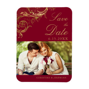 Vintage-Burgunder-Gold-Damask-Foto-Save-the-Date Magnet