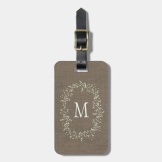 Vintage Burlap Floral Monogram Gepäckanhänger