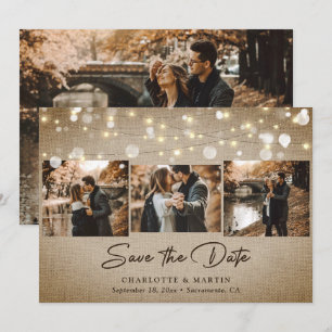 Vintage Burlap Wedding 4 Foto Save the Date