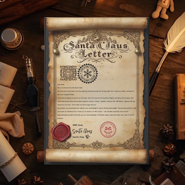Vintage Burnt Parchment Santa Claus Letter  Einladung (Von Creator hochgeladen)