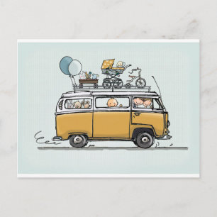 Vintage Bus mit Baby Postkarte