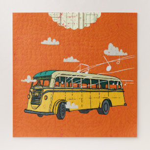Vintage Bus: Wolken-Textur-Hintergrund