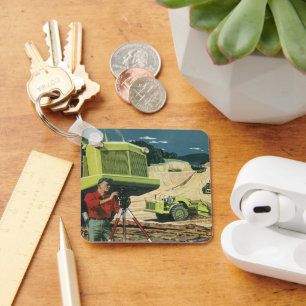 Vintage Business, Construction Site with Surveyor Schlüsselanhänger