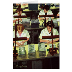 Vintage Business-, Telefonmontage-Line-Mitarbeiter