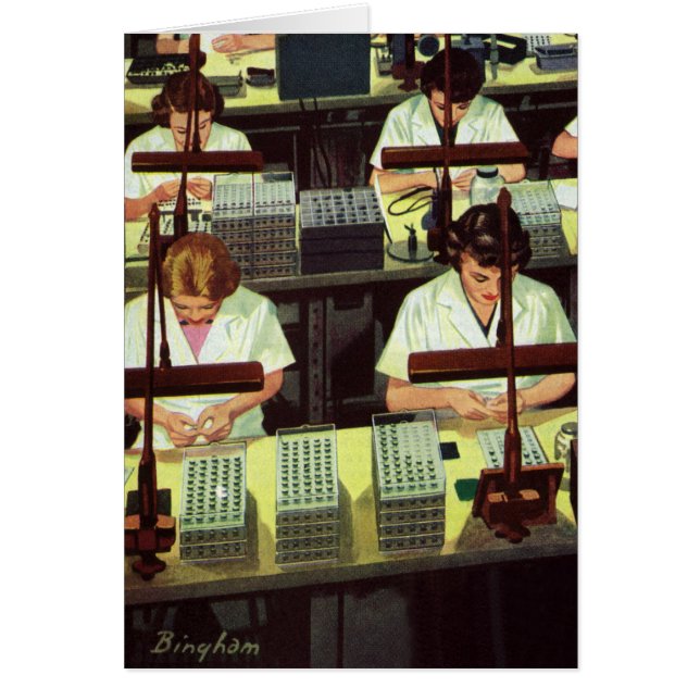 Vintage Business-, Telefonmontage-Line-Mitarbeiter (Vorne)