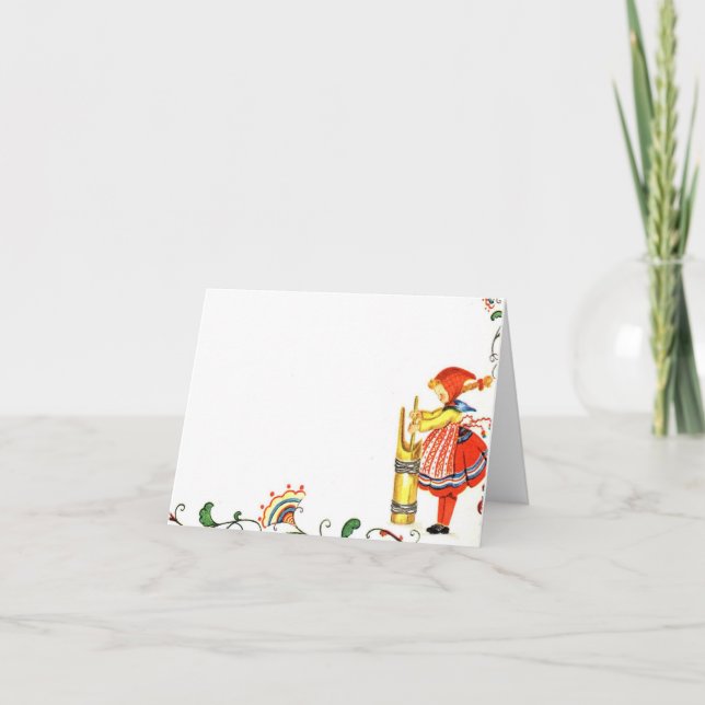 Vintage Butter Churning Girl Card Karte (Vorderseite)