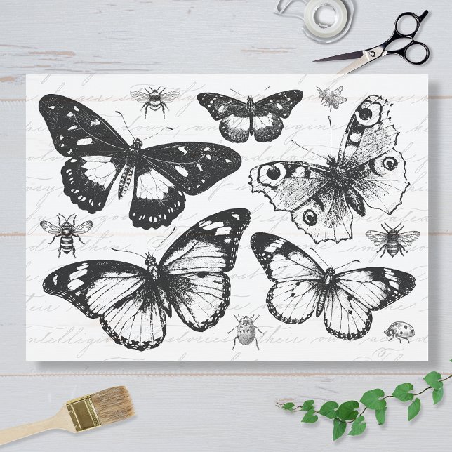 Vintage Butterflies and Bees Seidenpapier (Von Creator hochgeladen)