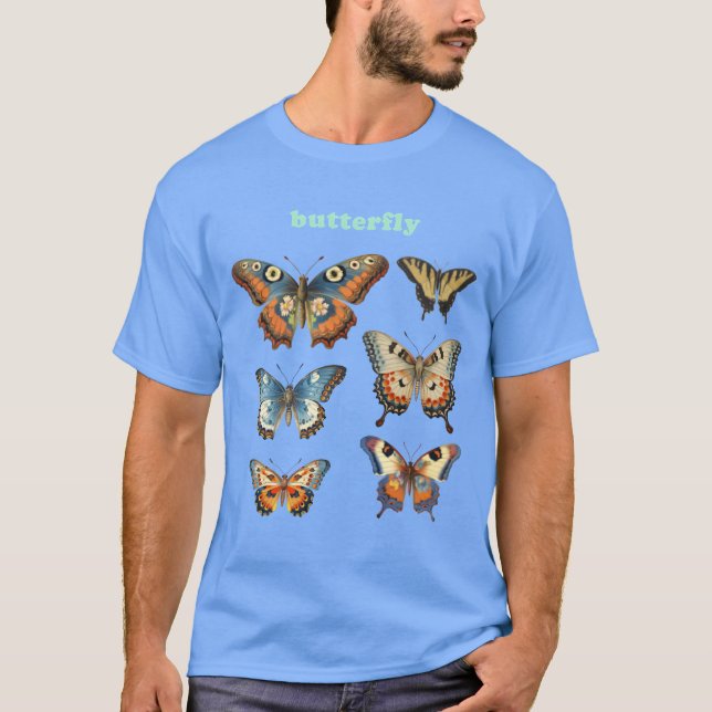 Vintage Butterfly Illustrations funny T-Shirt (Vorderseite)
