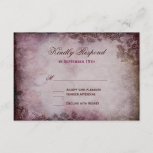Vintage Butterfly-Lila Rustikale Hochzeitskarten RSVP Karte