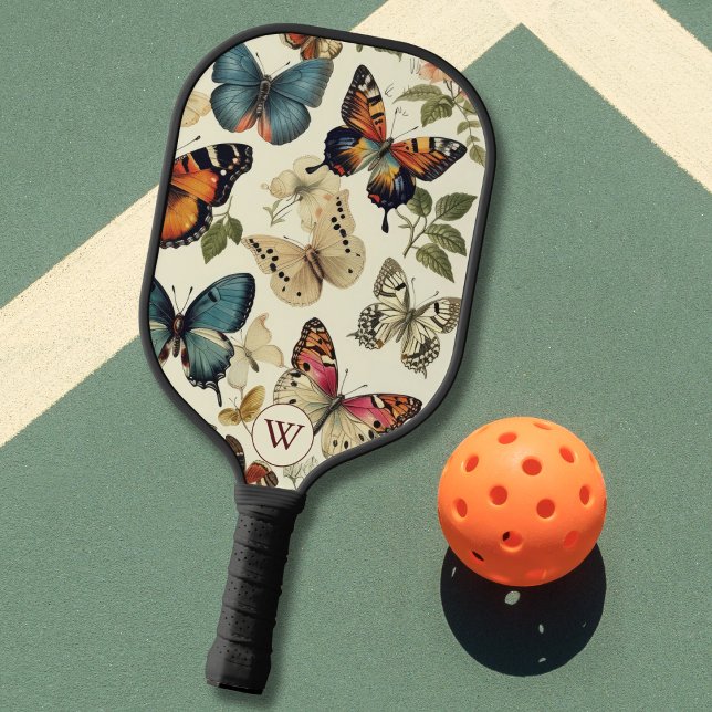 Vintage Butterfly-Monogramm Pickleball Schläger (Von Creator hochgeladen)